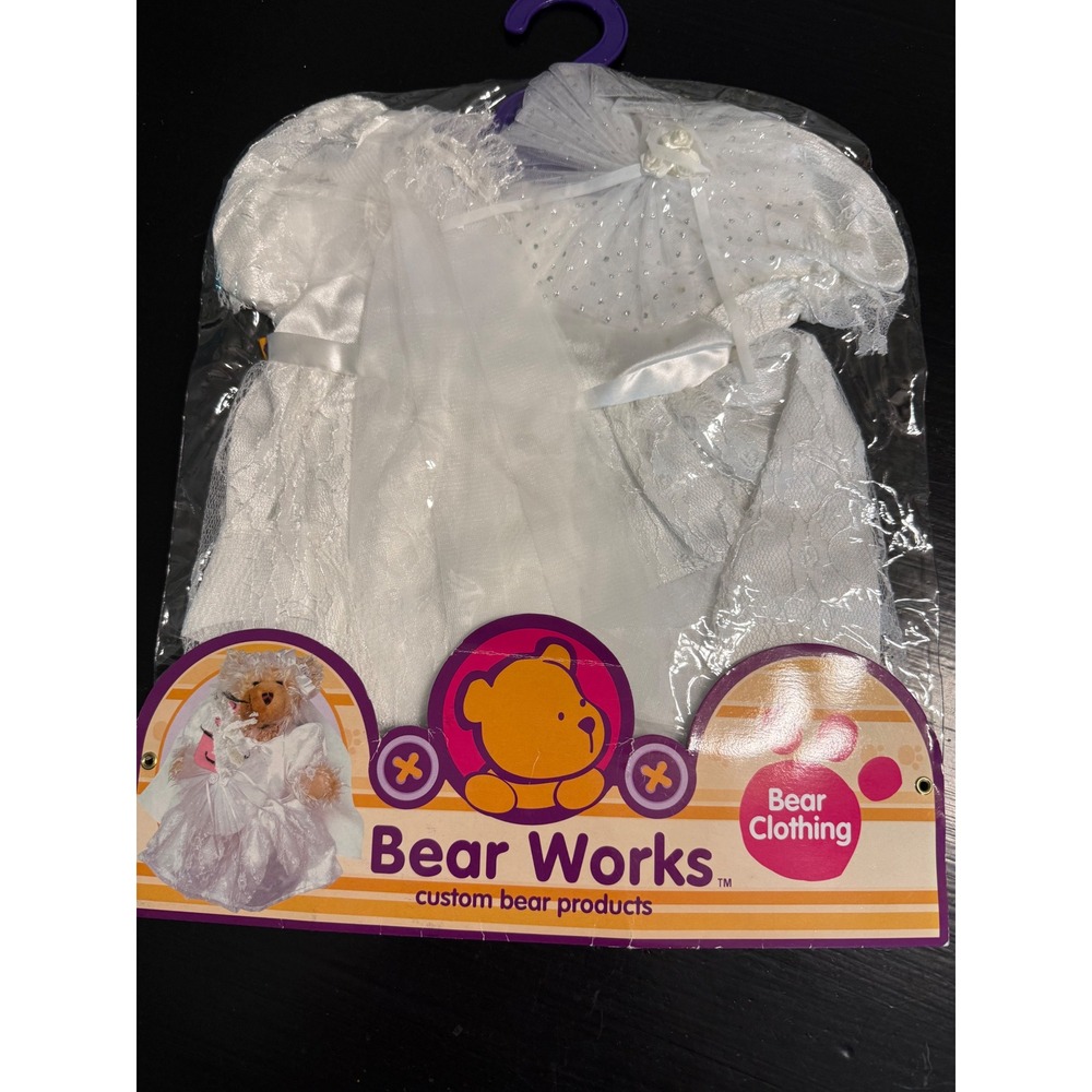 Bear Works Wedding Dress Outfit for‎ Teddy Bears White Lace Gown with Veil NIPj